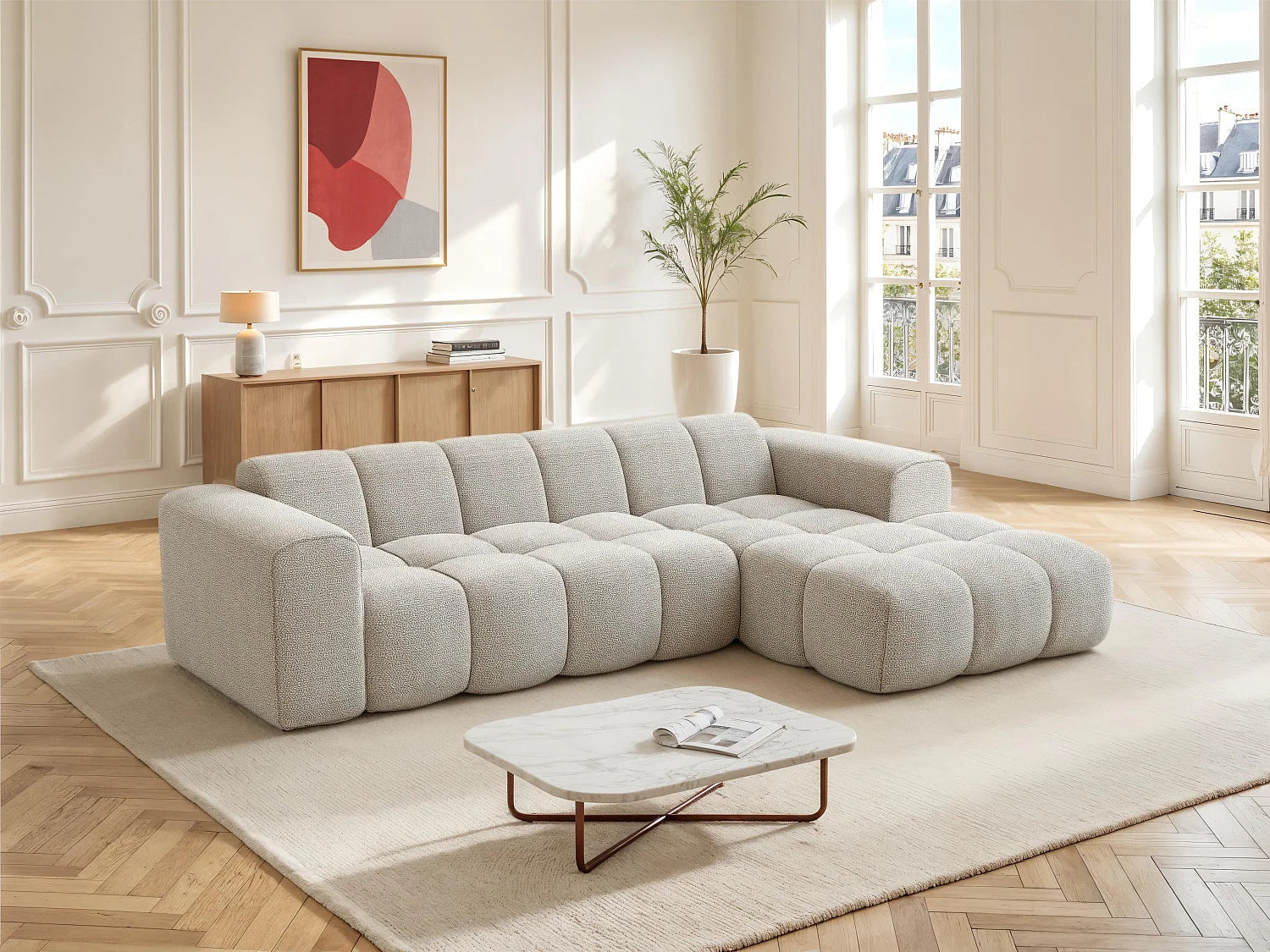Canapé Bubble d'angle gauche beige - CALESO