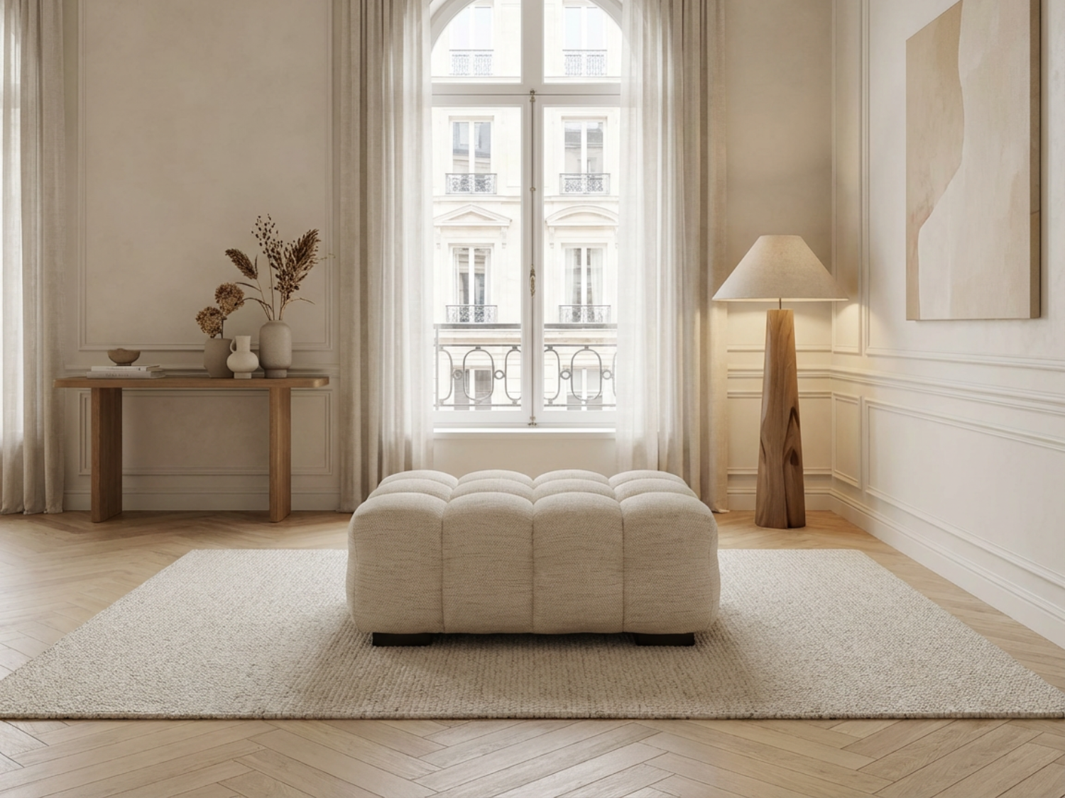Pouf Bubble Carré beige sable - LILO