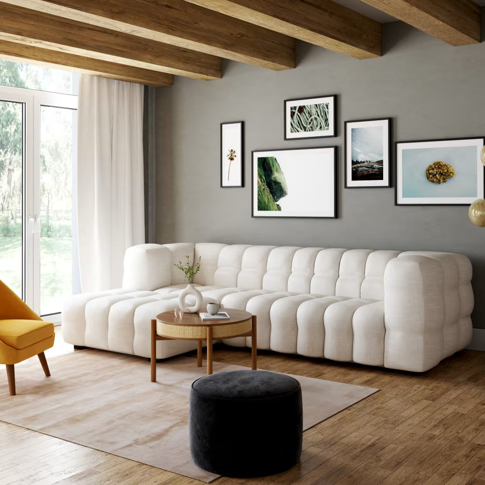 Canapé Bubble d'angle gauche 4/5 places beige sable - LILO