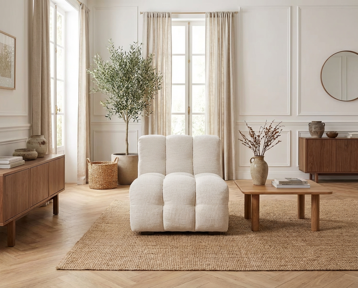 Chauffeuse Bubble pour canapé modulable beige sable - LILO