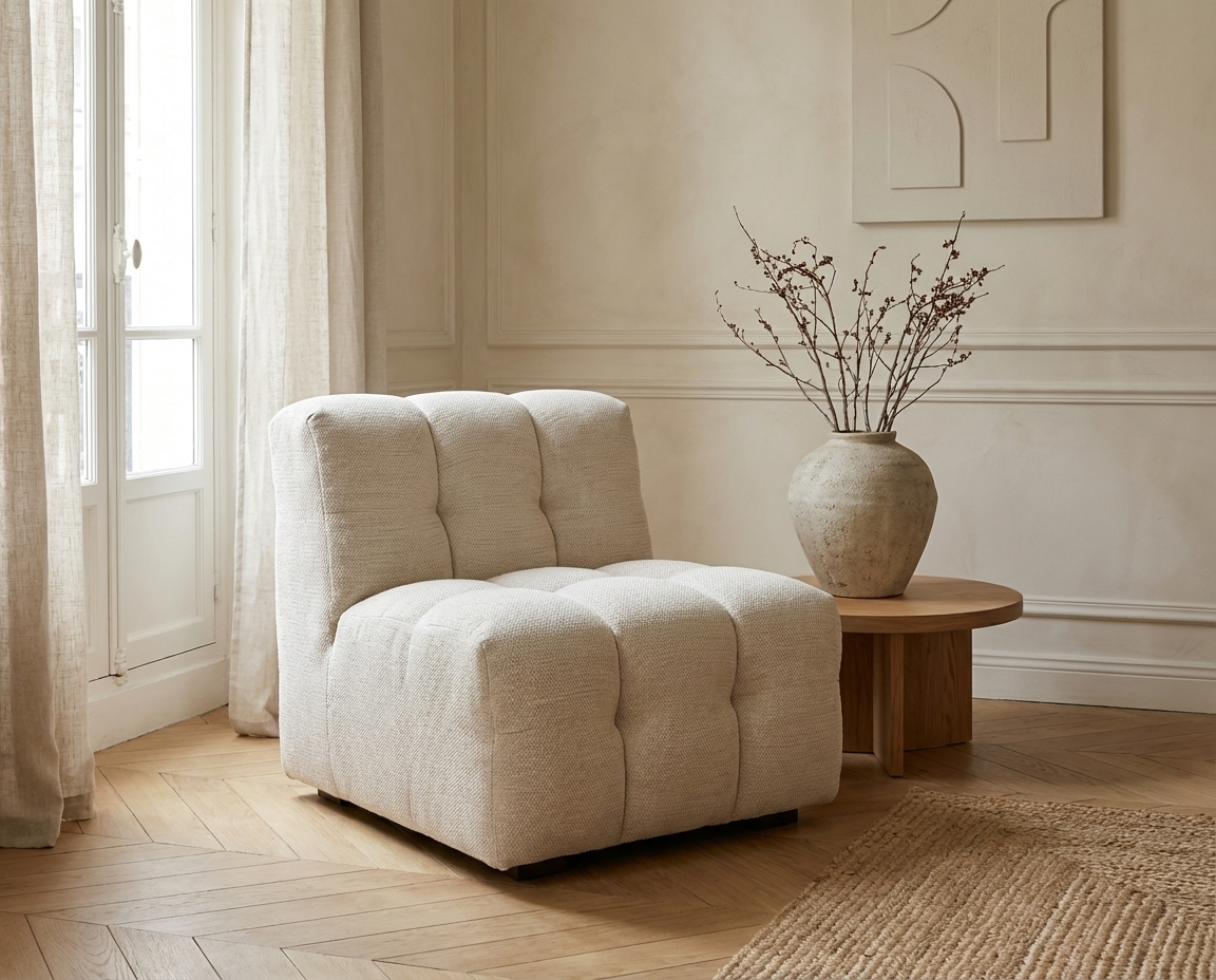 Chauffeuse Bubble pour canapé modulable beige sable - LILO