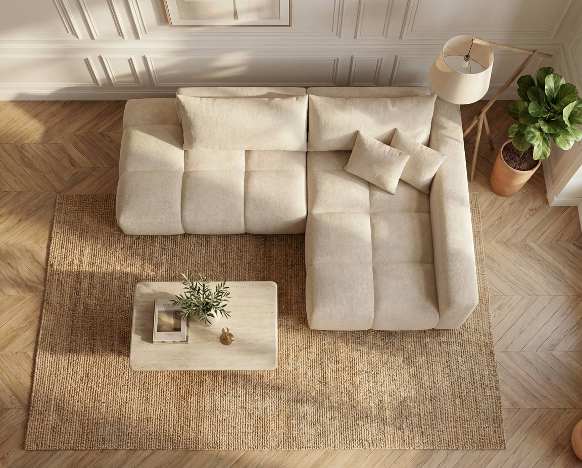 Canapé Bubble d'angle droit convertible beige - MINTURNO
