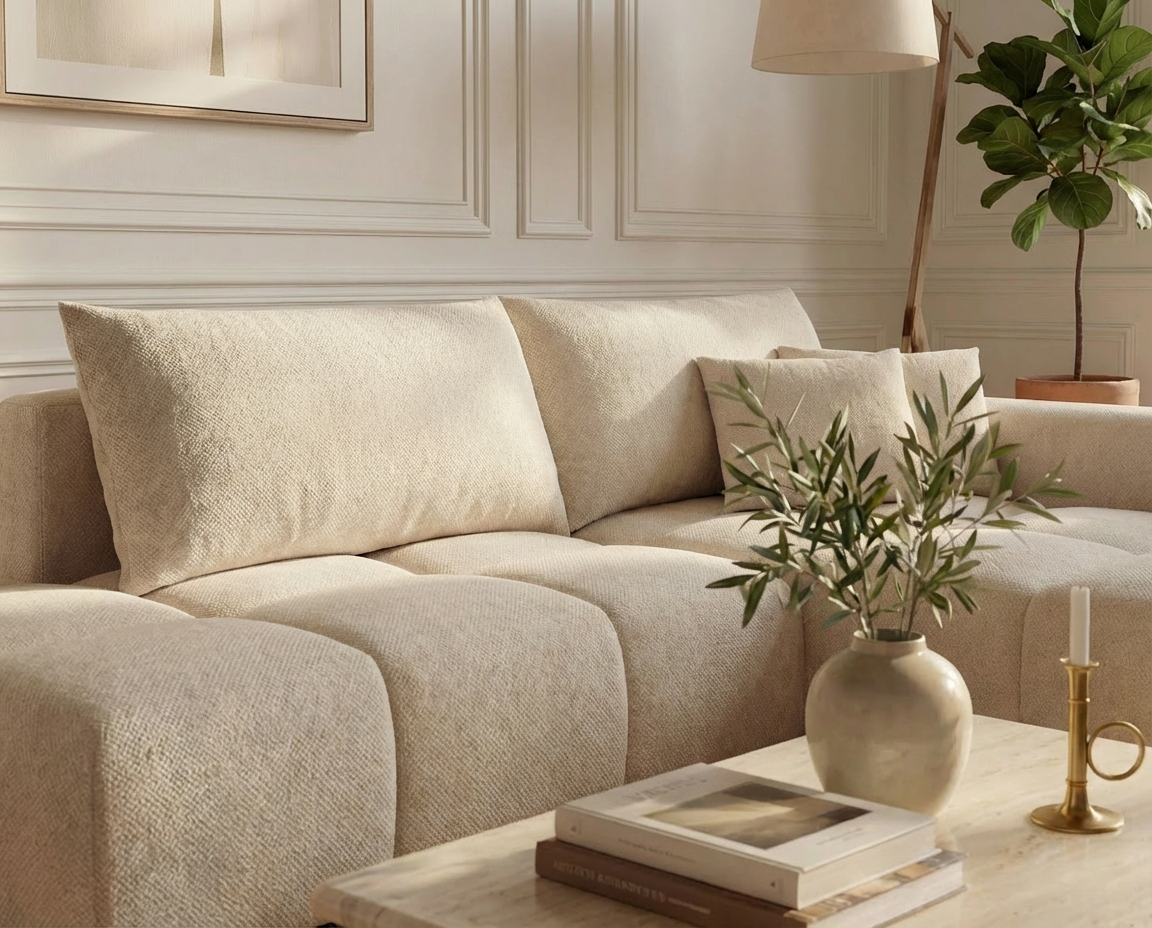 Canapé Bubble d'angle droit convertible beige - MINTURNO
