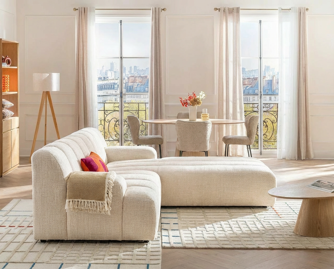 Canapé Bubble d'angle gauche scandinave beige - BELADON