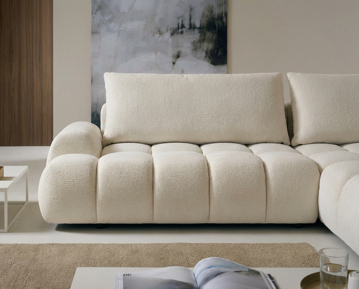 Canapé Bubble d'angle gauche convertible beige - FARNETA
