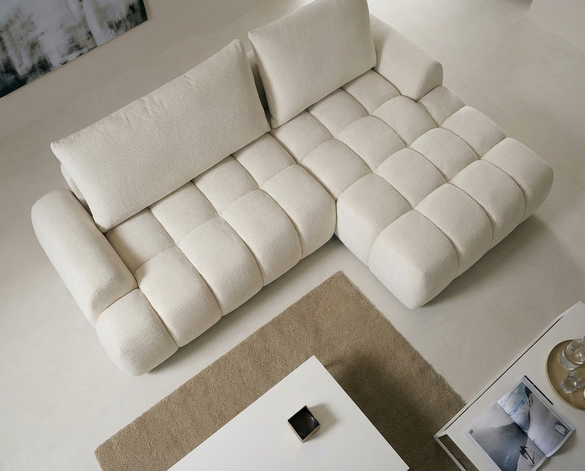 Canapé Bubble d'angle gauche convertible beige - FARNETA
