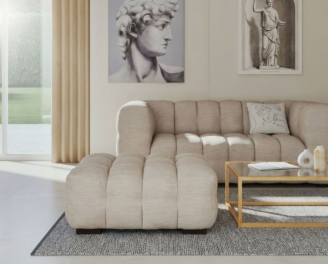Pouf Bubble Carré beige sable - LILO