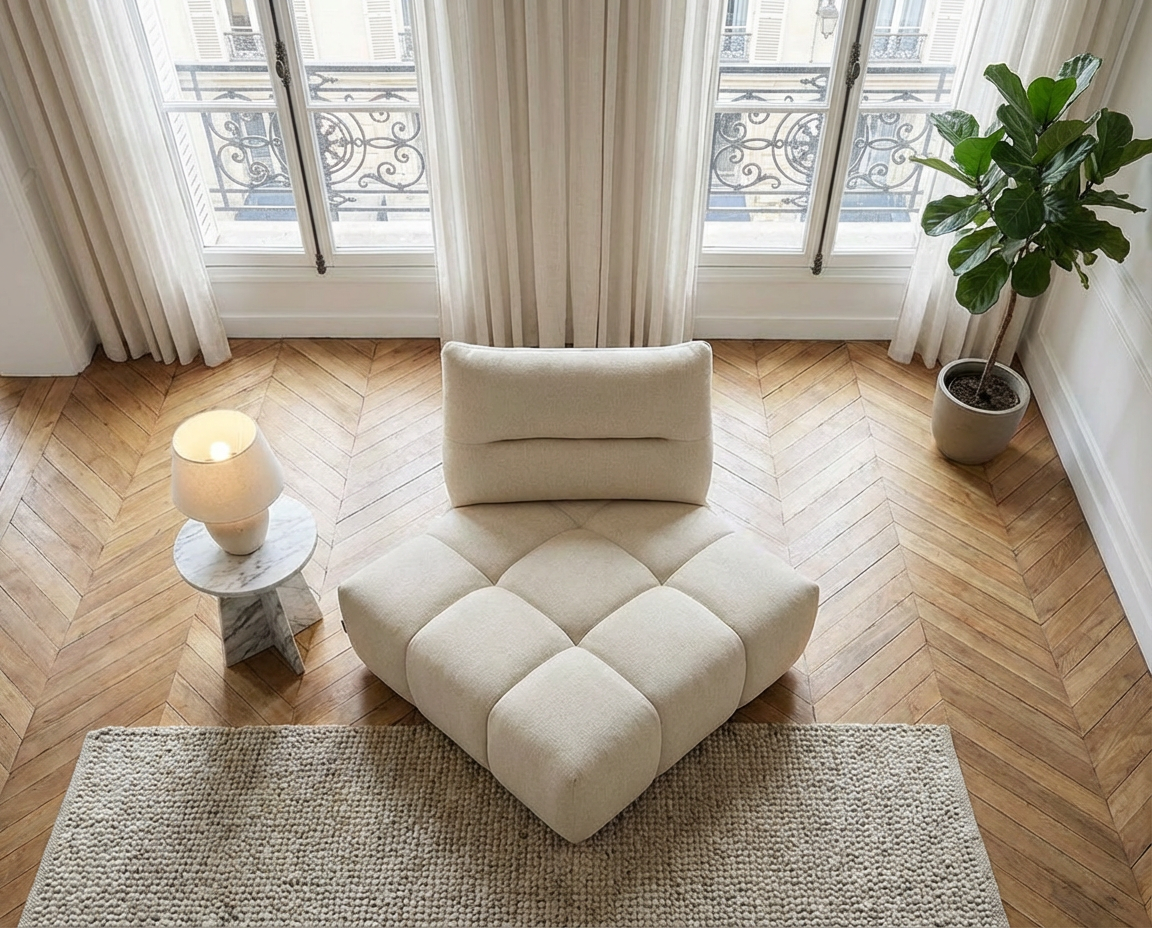 Fauteuil Bubble d'angle dossier avance-recule beige - APOLIU
