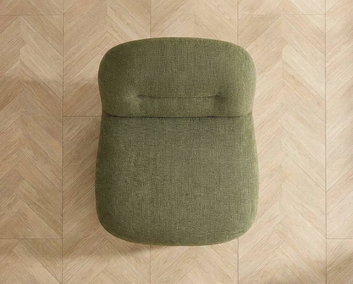 Fauteuil Bubble pivotant en tissu texturé vert - POZETI