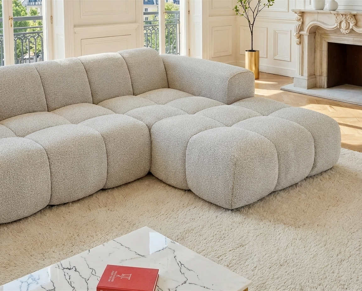 Canapé Bubble d'angle droit beige - CALESO
