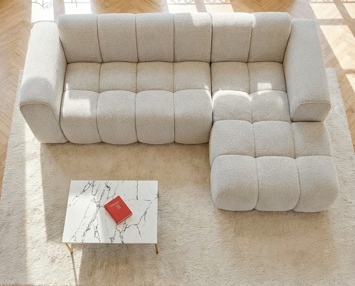 Canapé Bubble d'angle droit beige - CALESO