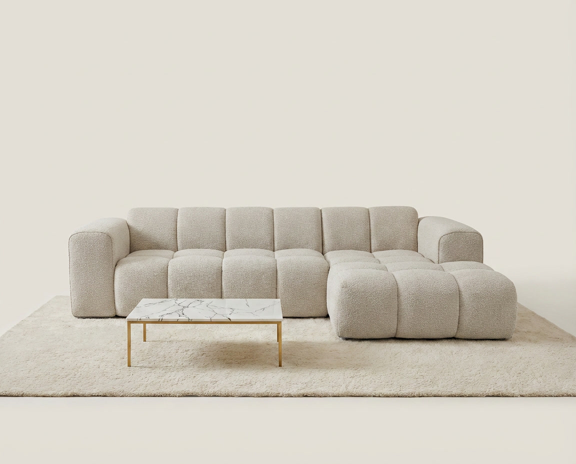 Canapé Bubble d'angle droit beige - CALESO