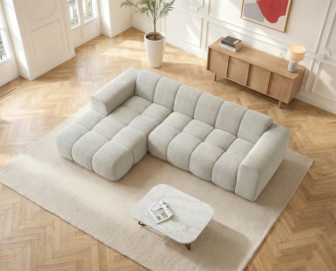 Canapé Bubble d'angle gauche beige - CALESO