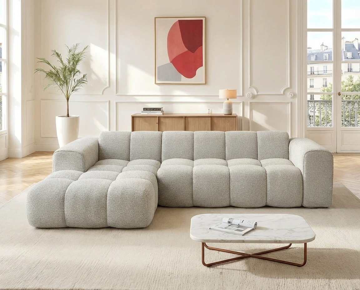 Canapé Bubble d'angle gauche beige - CALESO