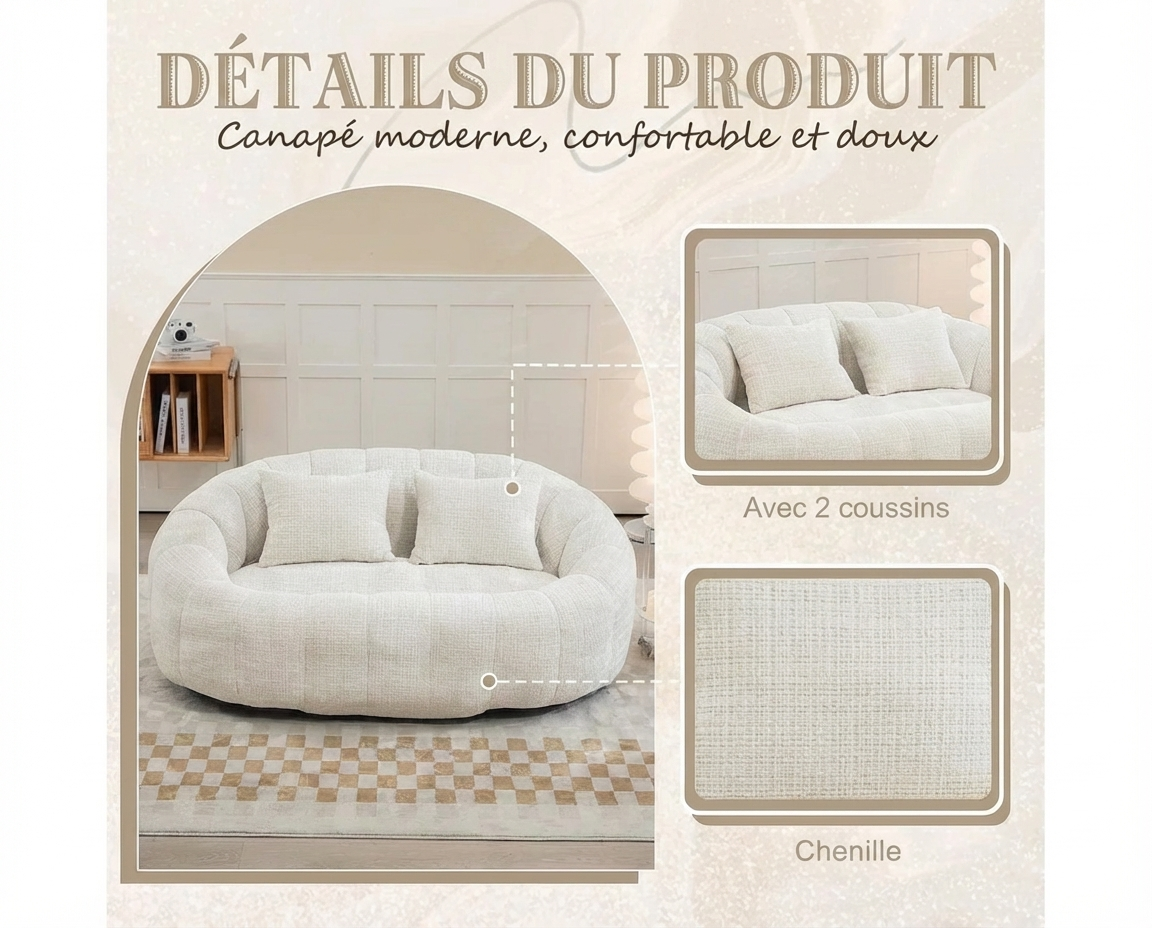 Canapé Pouf Bubble Coquillage 2 places - URBAN