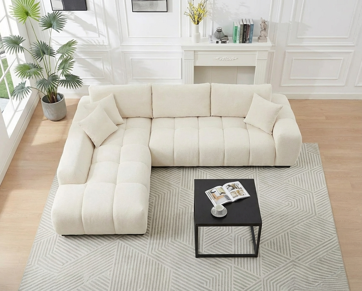 Canapé Bubble Moderne d'angle gauche beige - BERENIA