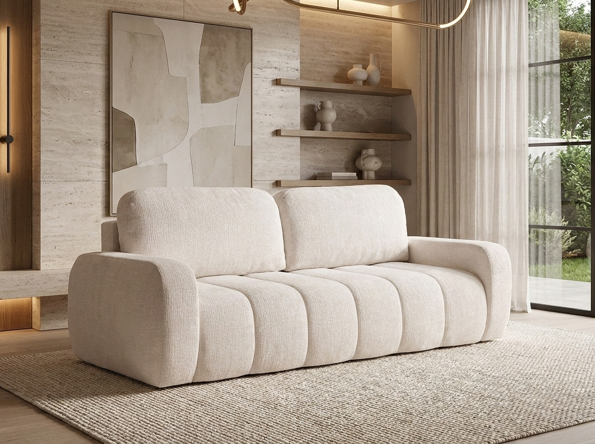 Canapé Bubble 3 places convertible beige - TALIVO