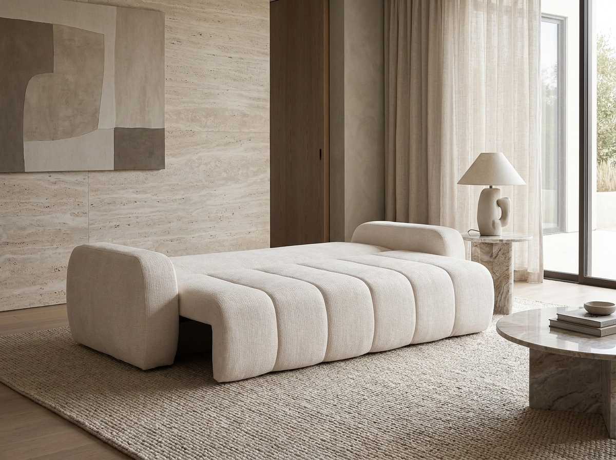 Canapé Bubble 3 places convertible beige - TALIVO