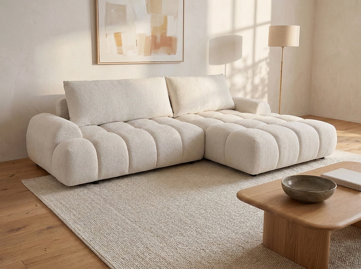 Canapé Bubble d'angle gauche convertible beige - FARNETA