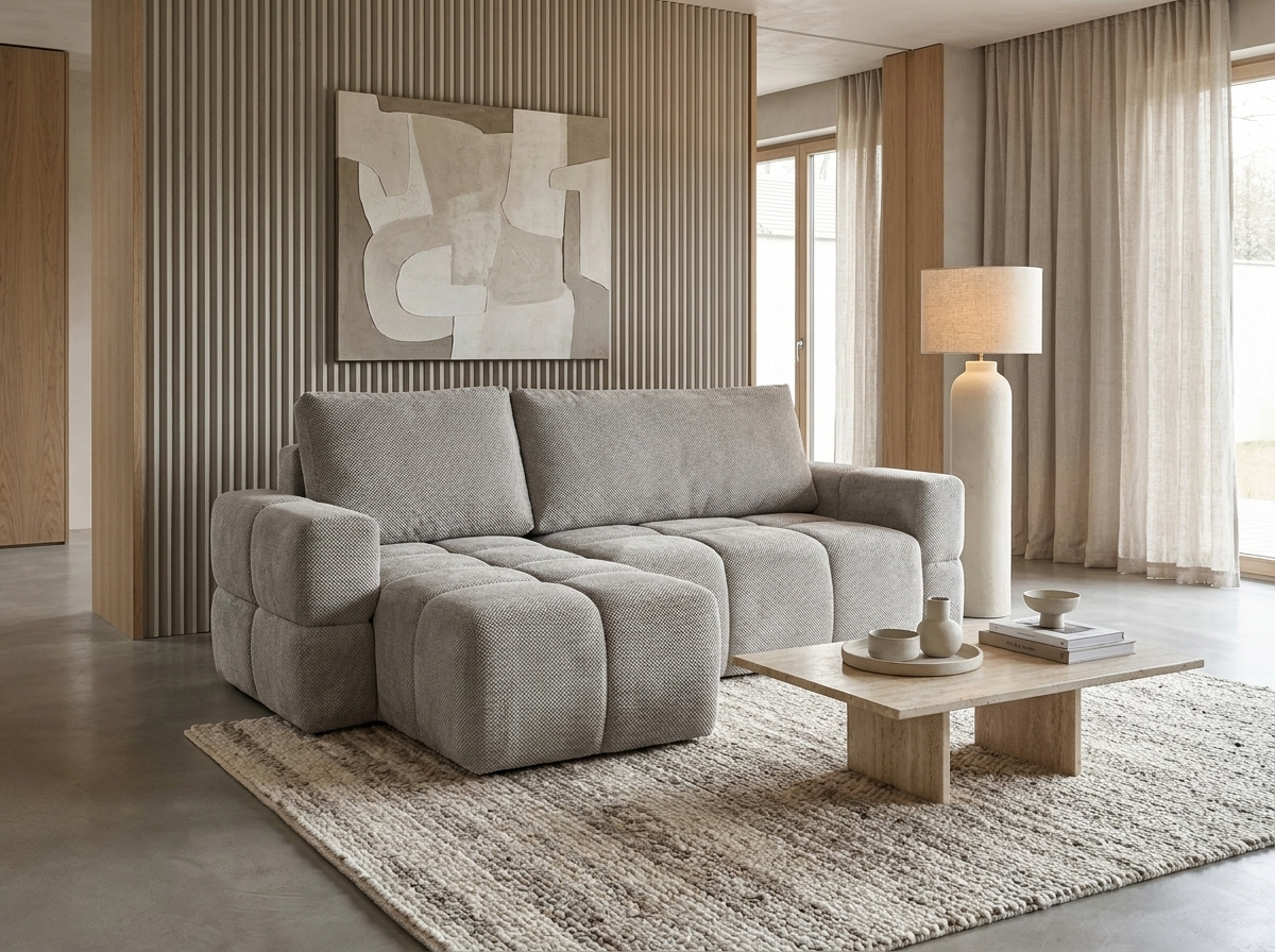Canapé Bubble d’angle convertible gris – MODENA